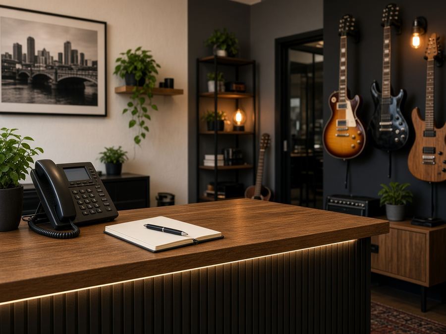 Contact desk at Guitar Studio Riderstream in Melbourne